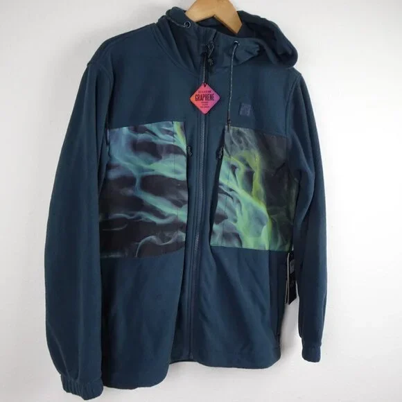 Billabong A/Div Canyon Graphene Hooded Jacket Fleece Mens Small Blue Green